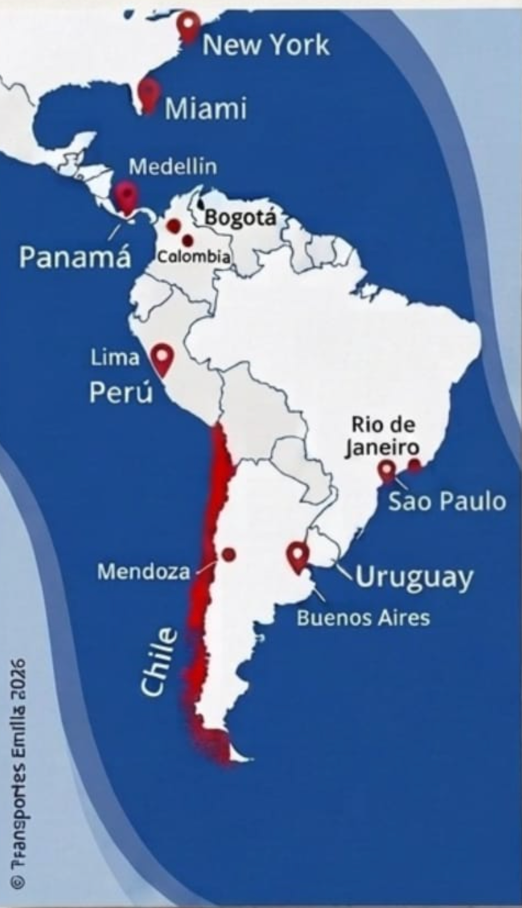 Mapa de Presencia Internacional Transportes Emilia 2026